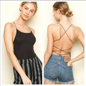 [SOLD] Brandy Meville Black Backless Rose Bodysuit